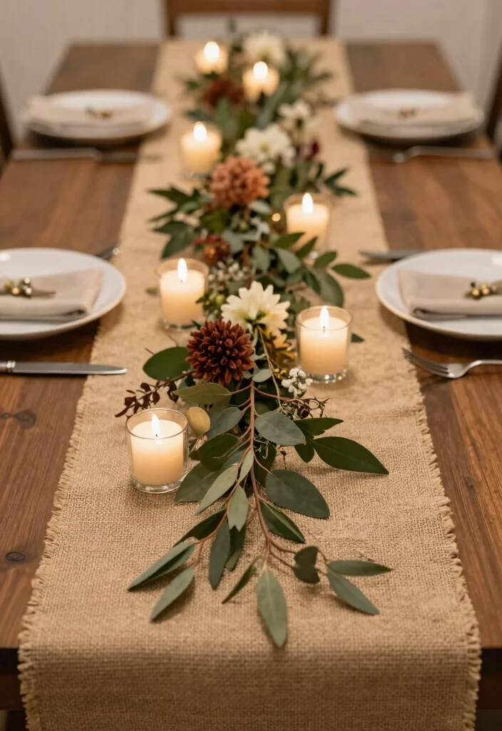 18 New Year Party Decor Ideas That Sparkle Bright - 14. Nature-Inspired Table Runners 1