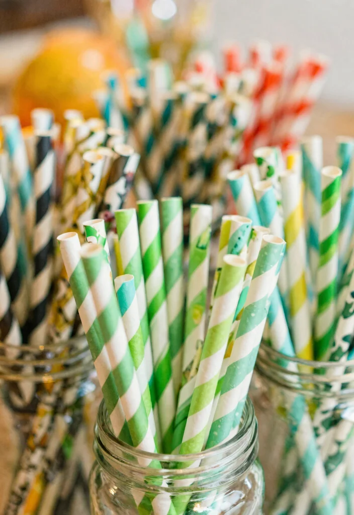 18 New Year Party Decor Ideas That Sparkle Bright - 15. Colorful Eco-Friendly Paper Straws 1