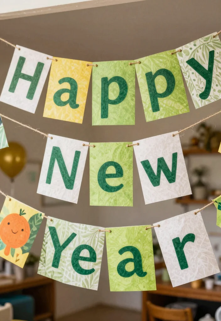 18 New Year Party Decor Ideas That Sparkle Bright - 17. Eco-Friendly New Year Banners 1